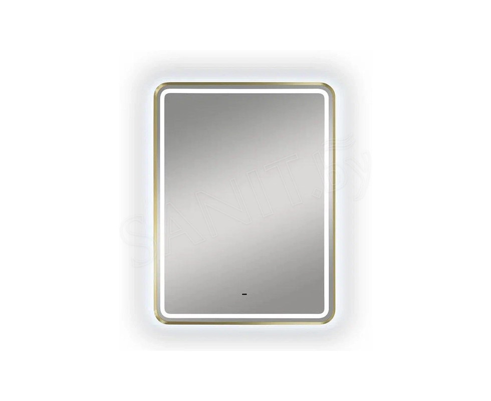 Купить Зеркало Континент Aliro Gold Led 80х60 см с бесконтактным сенсором и холодной подсветкой            